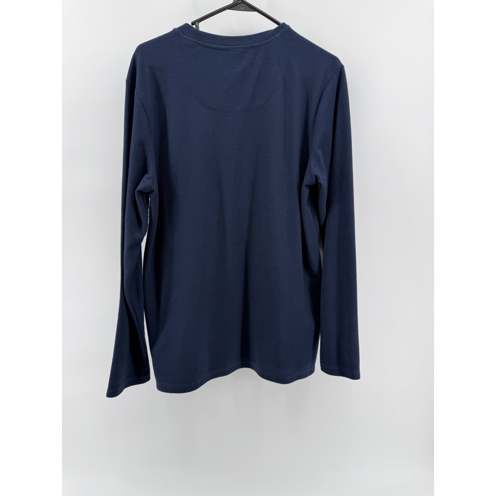 Tommy Bahama Mens Medium Navy Blue Waffle Knit Long Sleeve Marlins Logo Pullover - Picture 2 of 6